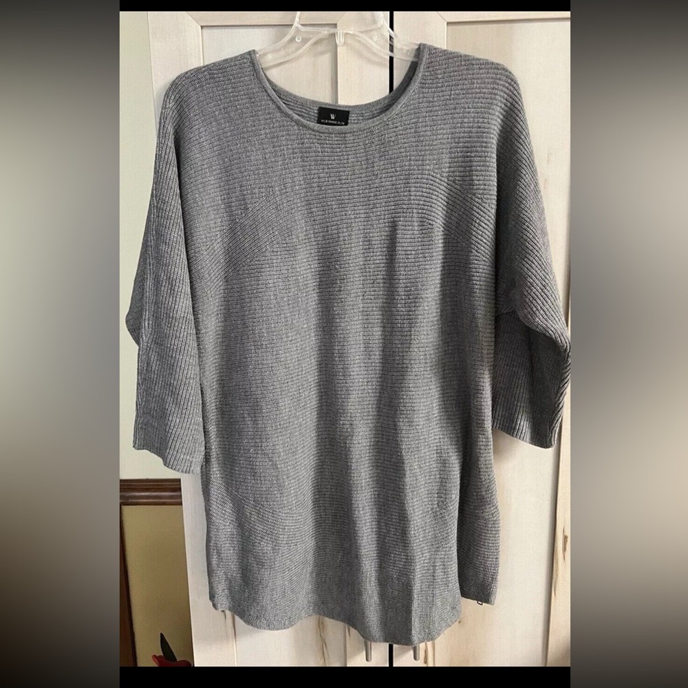 Women's Sweater -Size Medium - Gray with Zippers on Sides of Waist - Worthington